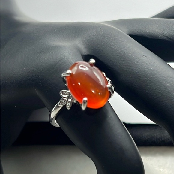 Carnelian Agate Semi-Precious Gemstone Ring - Picture 1 of 7